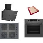 Bosch Gri 3 Lü Ankastre Set 445 ( HUA717BN0T - POP6C9P30O - DWK67PJ70T ) - Buhar Destekli - Pişirme Matı ile