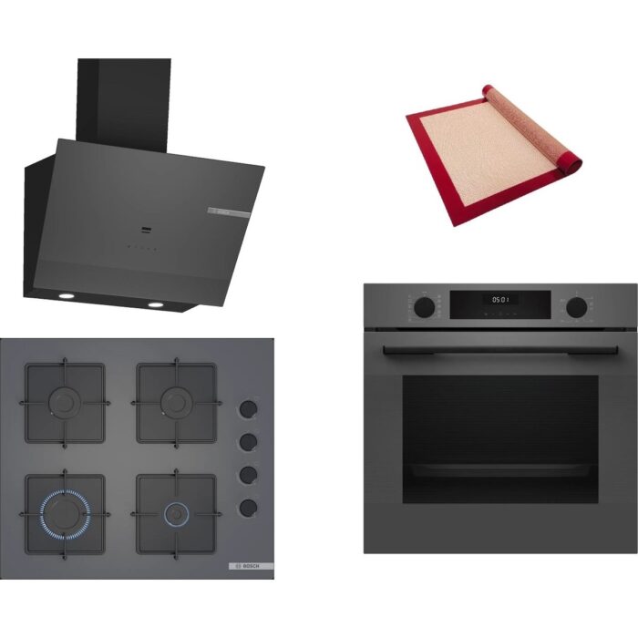 Bosch Gri 3 Lü Ankastre Set 445 ( HUA717BN0T - POP6C9P30O - DWK67PJ70T ) - Buhar Destekli - Pişirme Matı ile - Görsel 1