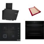 Bosch Siyah 3 Lü Ankastre Set 452 ( HJG852YB0T - POP6C6P30O - DWK67PJ60T )  - 3D Fry Hava ile Kızartma - Pişirme Matı ile