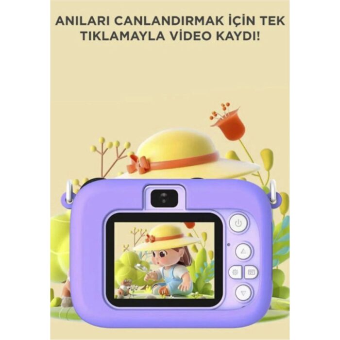 Getittir Mini 1080P Hd Çocuk Kamera Dijital Fotoğraf Makinesi 2.0 Inç Ekran 5 Adet Oyun Mor - Lisinya - Görsel 3