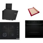 Bosch Siyah 3 Lü Ankastre Set 448 ( HUA736EA0T - POP6C6P30O - DWK67PJ60T ) - Buhar Destekli - Pişirme Matı ile