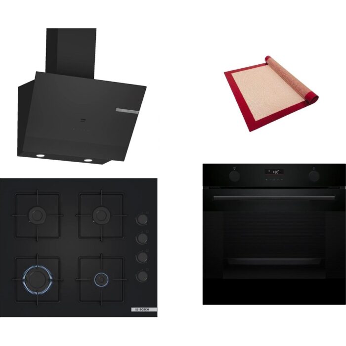 110001236105593.jpg Bosch Siyah 3 Lü Ankastre Set 448 ( HUA736EA0T - POP6C6P30O - DWK67PJ60T ) - Buhar Destekli - Pişirme Matı ile - Görsel 1