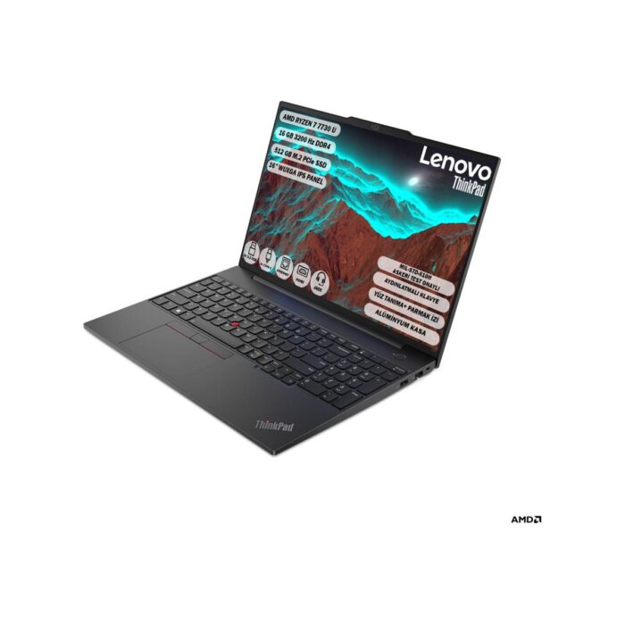 LENOVO THINKPAD E16 AMD Ryzen 7 7730U 16 GB 512 GB SSD 16" WUXGA IPS FREEDOS 21JT0017TX - Görsel 3