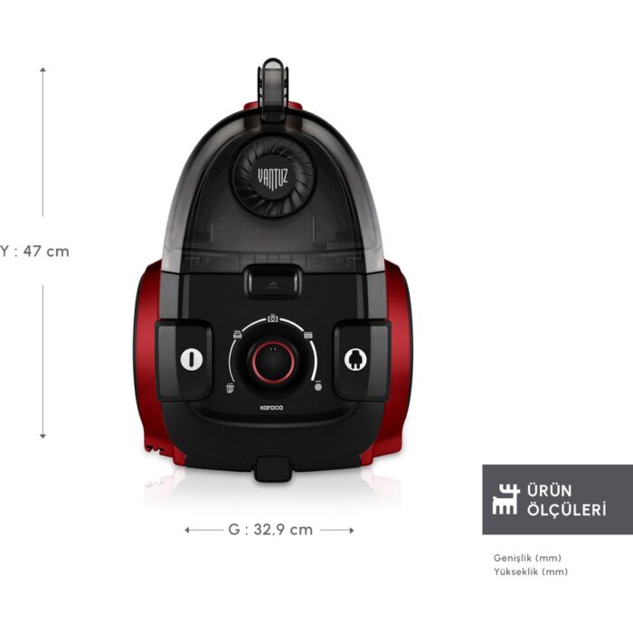 Karaca Vantuz High Force Kırmızı Toz Torbasız Elektrikli Süpürge - Görsel 2
