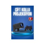 Poebgo Family's Android Projeksiyon Siyah Taşınabilir Sinema Projektörü 4K 1080P Ev Sineması Bluetooth - Görsel 2