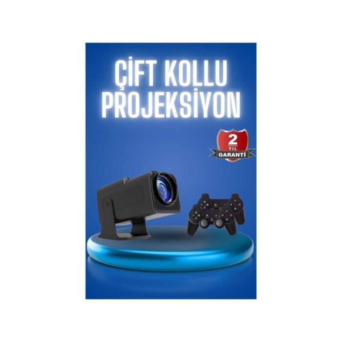 Poebgo Family's Android Projeksiyon Siyah Taşınabilir Sinema Projektörü 4K 1080P Ev Sineması Bluetooth - Görsel 2