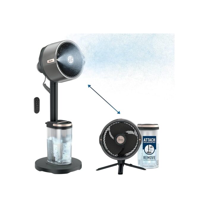 Shark Flexbreeze Promist Taşınabilir Buharlı Fan – Iç ve Dış Mekan Uyumlu, Siyah - Görsel 1