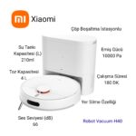 Xiaomi 10000PA Emiş Gücüyle Vacuum H40 Akıllı Robot Süpürge + Mop(Yer Silme)-Xiaomi Türkiye Garantili Robot Süpürge