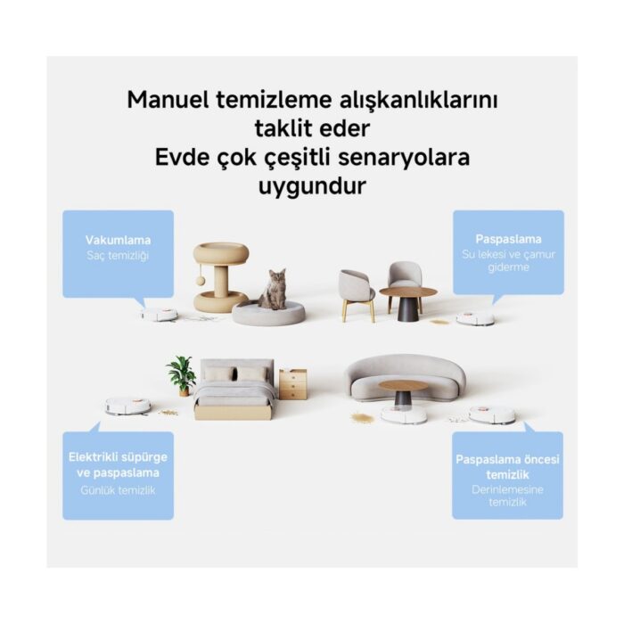 Xiaomi 10000PA Emiş Gücüyle Vacuum H40 Akıllı Robot Süpürge + Mop(Yer Silme)-Xiaomi Türkiye Garantili Robot Süpürge - Görsel 4