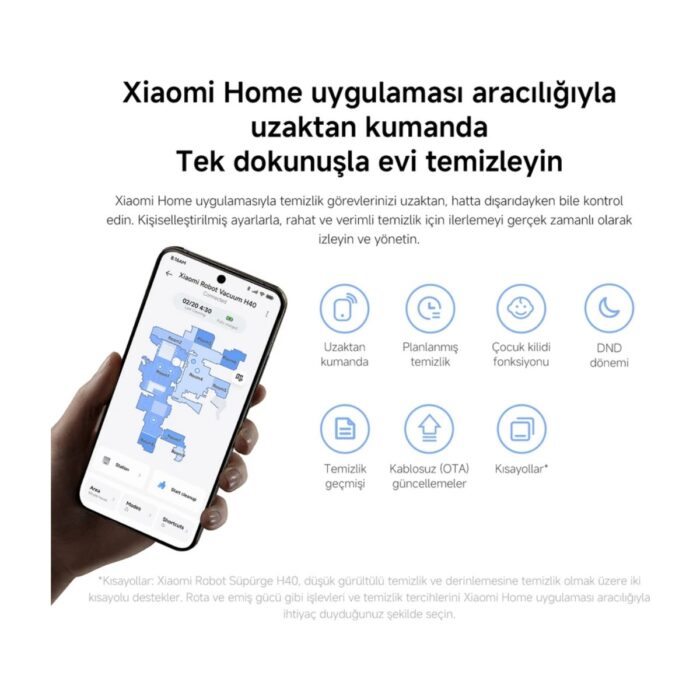 Xiaomi 10000PA Emiş Gücüyle Vacuum H40 Akıllı Robot Süpürge + Mop(Yer Silme)-Xiaomi Türkiye Garantili Robot Süpürge - Görsel 5