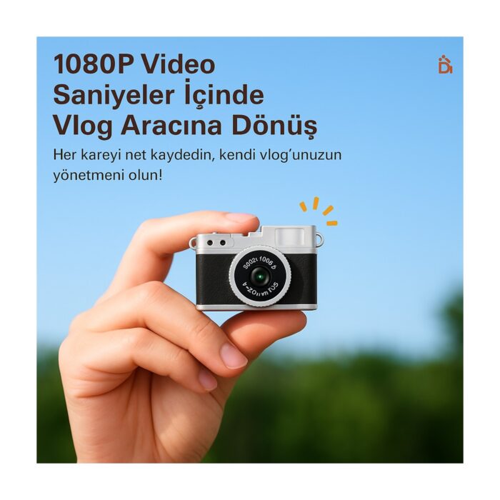 Qasul Vintage Mini Dijital Fotgraf Makinesi 1080P 0.96 Inç Ekranlı LED Işıkl - Görsel 3