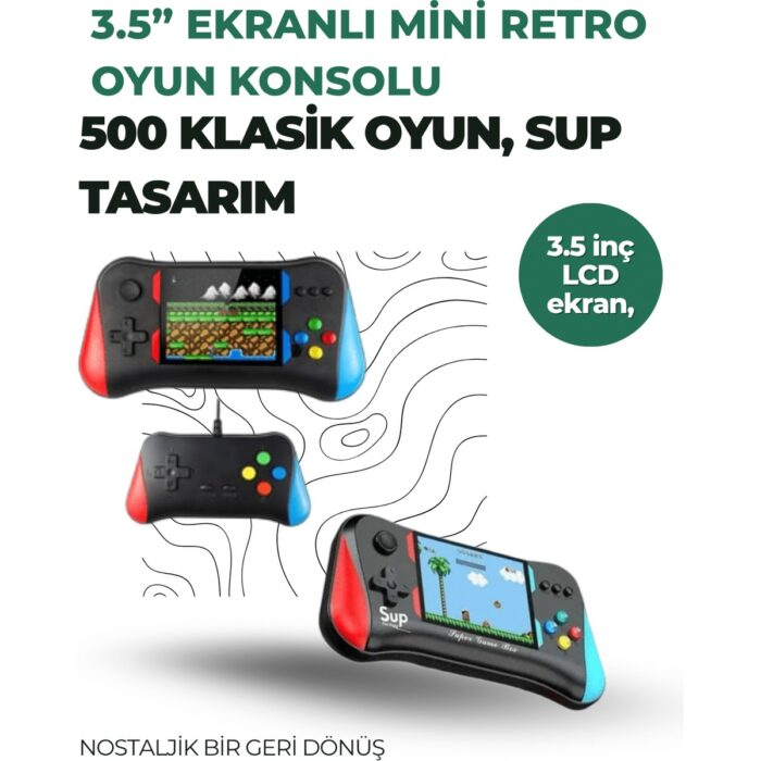 110001238330484.jpg AyrStore 3.5 Inç Ekranlı Klasik Oyun Konsolu – 500 Dahili Oyun - Görsel 1
