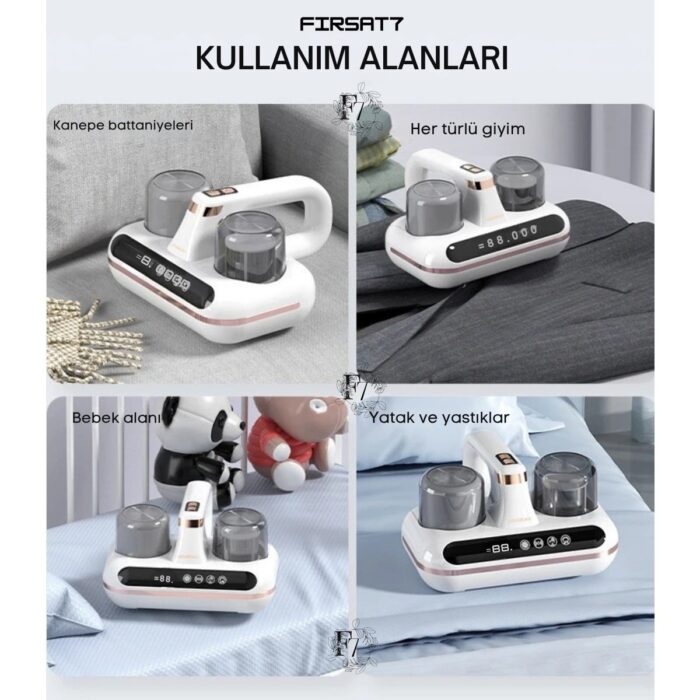 Ultrasonik Akıllı Uv Süpürge Yatak Halı Koltuk Için Sessiz Güçlü Emiş Teknolojisi Şarjlı Süpürge - Görsel 3