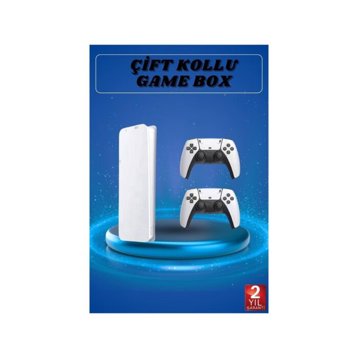 AyrStore 3D Çift Oyun Kollu 4K Hd Ekran Nostaljik 20.000 Oyunlu Beyaz Game Box - Görsel 2