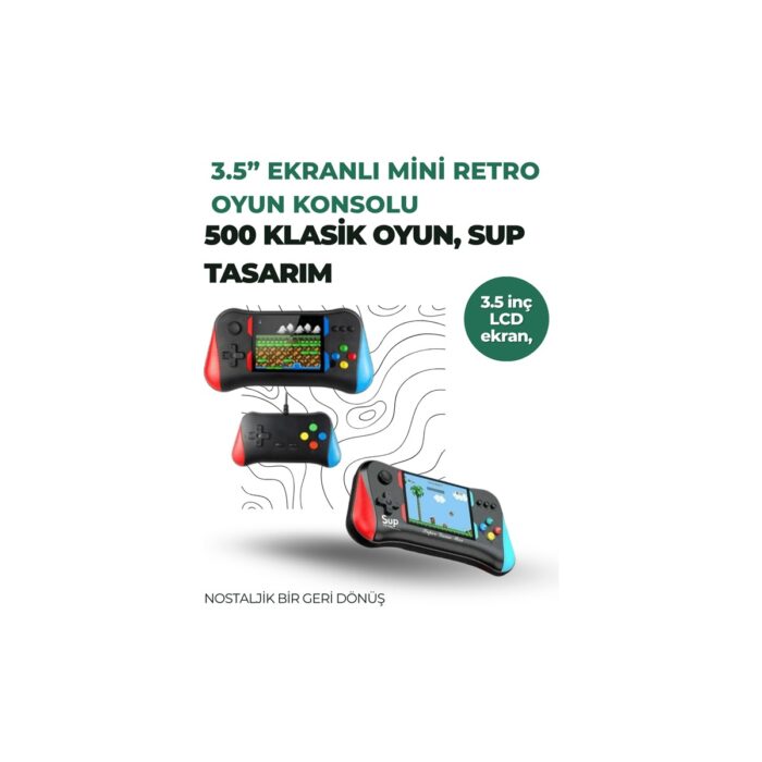 AyrStore 3.5 Inç Ekranlı Klasik Oyun Konsolu – 500 Dahili Oyun - Görsel 2