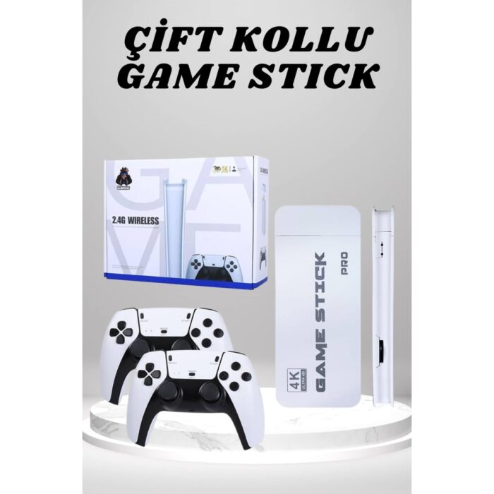AyrStore 4K Hd Görüntü Kaliteli Retro Game Stick 20000 Oyunlu Çift Kollu Beyaz Game Stick - Görsel 1
