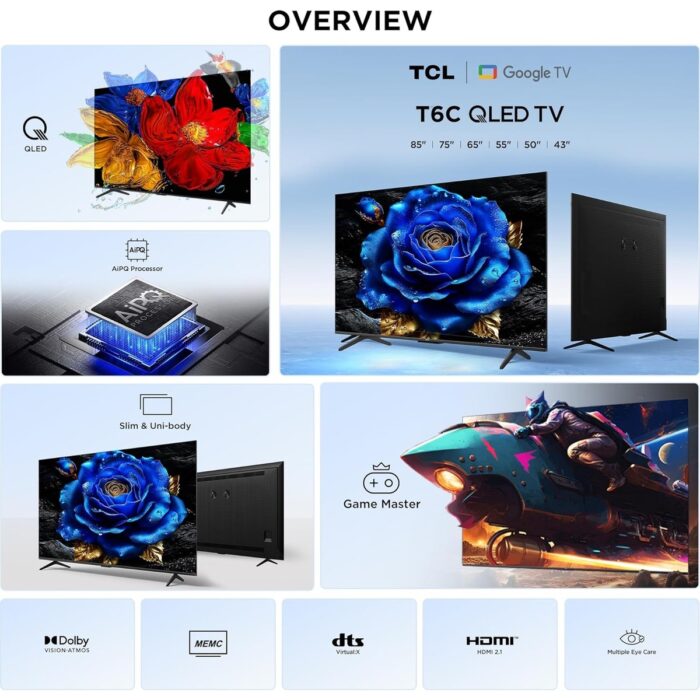 TCL 50T6C  50" 127 Ekran Uydu Alıcılı 4K Ultra HD Google QLED TV - Görsel 5