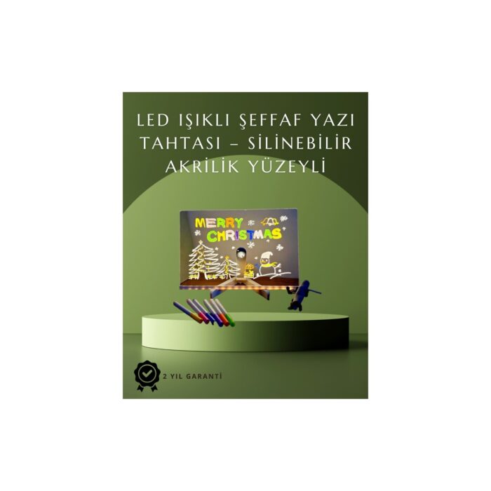 110001239482319.jpg Brf Şık ve Modern LED Pano – Neon Işıklı Silinebilir Akrilik Yazı Tahtası, 7 Renkli Kalem Dahil - Görsel 1