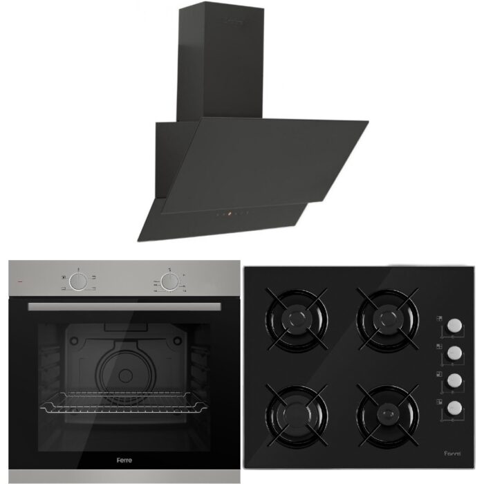 110001242870888.jpg Ferre Xe Serisi Siyah Ankastre Set (XE61MDV-2140-SFMM600) - Görsel 1