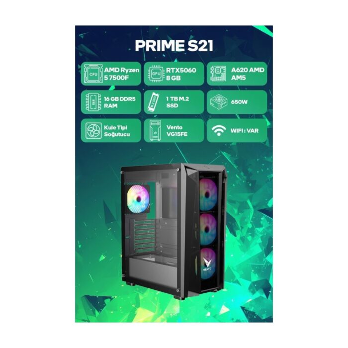 110001243028125.jpg Game Garaj Prime S21 Amd Ryzen 5 7500F 16GB Ram 1tb SSD RTX5060 Freedos Oyuncu Tavsiye Sistem - Görsel 1