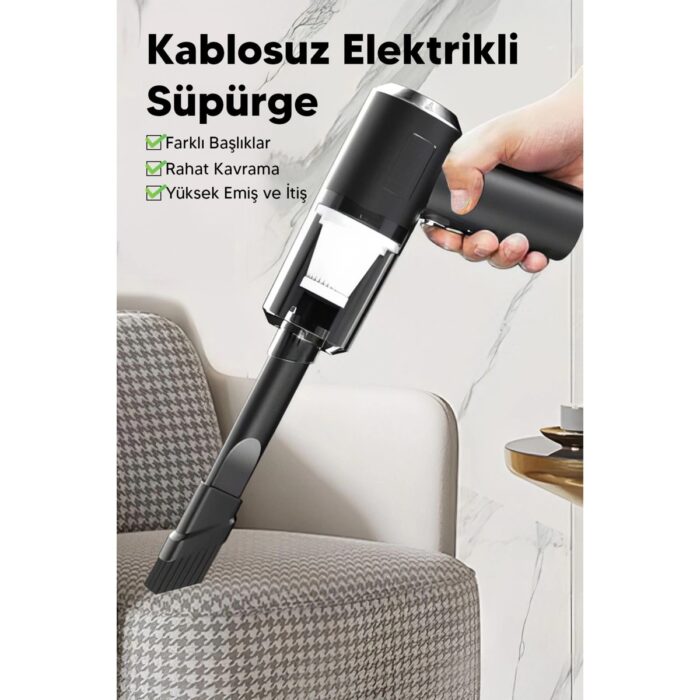 Enseb Taşınabilir Kablosuz Elektrikli El Süpürgesi- Ev, Ofis, Araba ,klavye Temizliği Için Ideal - Görsel 2