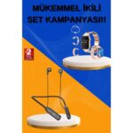 Brf Kablolu Bluetooth Kulaklık ve Kadınlara Özel Bileklik Hediyeli Yeni Nesil Akıllı Saat 3 Kordonl