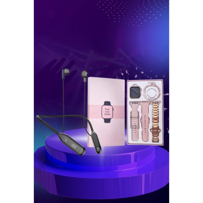 Brf Kablolu Bluetooth Kulaklık ve Kadınlara Özel Bileklik Hediyeli Yeni Nesil Akıllı Saat 3 Kordonl - Görsel 5