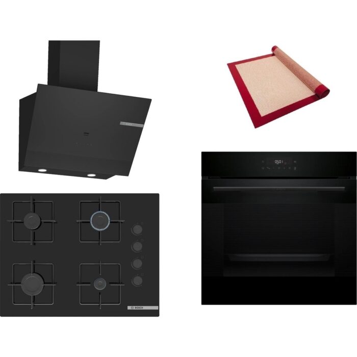 110001244733430.jpg Bosch Siyah 3 Lü Ankastre Set 476 ( HJG852YB0T - POP7C6P30O - DWK67PJ60T ) 67CM Ocak - 3D Fry Hava ile Kızartma - Pişirme Matı ile - Görsel 1