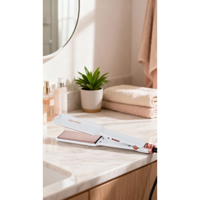 Aprilla Ahs-2033 Beyaz Geniş Seramik Kaplamalı Güçlü Saç Düzleştirici (40mm*120mm) - Görsel 3