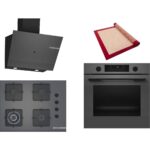 Bosch Gri 3 Lü Ankastre Set 462 ( HUA736EN0T - POH7C9P30O - DWK67PJ70T  ) 67CM Wok Bek Ocak - Buhar Destekli - Pişirme Matı ile