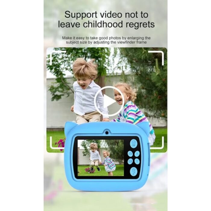 Bonjux Kedi Temalı Anında Baskılı Çocuk Kamerası Print Kamera | Çift Kamera, 2,0″ Ekran, Silikon Kılıf - Görsel 3