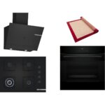 Bosch Siyah 3 Lü Ankastre Set 464 ( HJG852YB0T - POH7C6P30O - DWK67PJ60T  ) 67CM Wok Bek Ocak - 3D Fry Hava ile Kızartma - Pişirme Matı ile