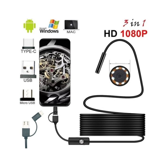 110001245939180.jpg E-Woman Endoskop 3 In 1 Yılan Kamera USB Micro USB Type-C 20 Metre Sert Kablo - Lisinya - Görsel 1