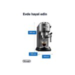 AyrStore De'longhi Dedica Manuel Espresso Makinesi, 15 cm Genişlik, 1 L Kapasite, 1350W, 15 Bar Basınç - Görsel 2