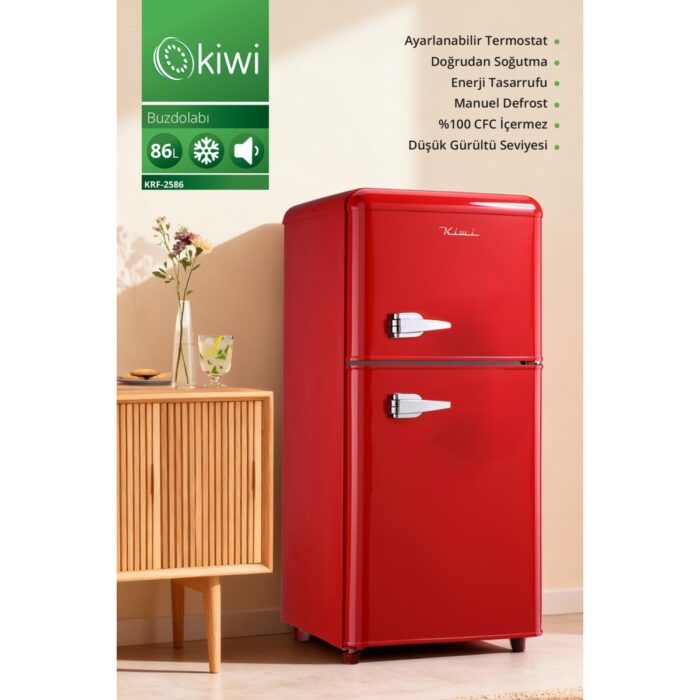 110001247060193.jpg Kiwi KRF-2586 86 Lt Mini Buzdolabı – 30 Litre Buzluk Enerji Tasarruflu & Düşük Gürültü - Görsel 1