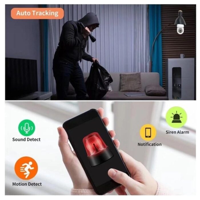 Fırsatkolik Wifi 360 Panoramik Ampul Kamera Güvenlik Kamerası Çift Wifi 360 Derece Gece Görüşlü - Görsel 3