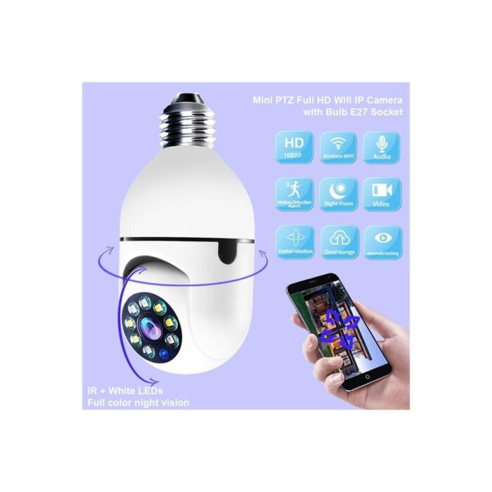 Fırsatkolik Wifi 360 Panoramik Ampul Kamera Güvenlik Kamerası Çift Wifi 360 Derece Gece Görüşlü - Görsel 2