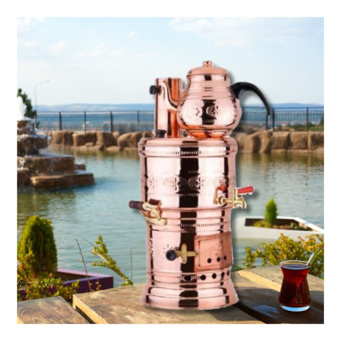 Airobazar Bakır Semaver Odunlu Kömürlü Tombik Bakır Semaver - Görsel 3