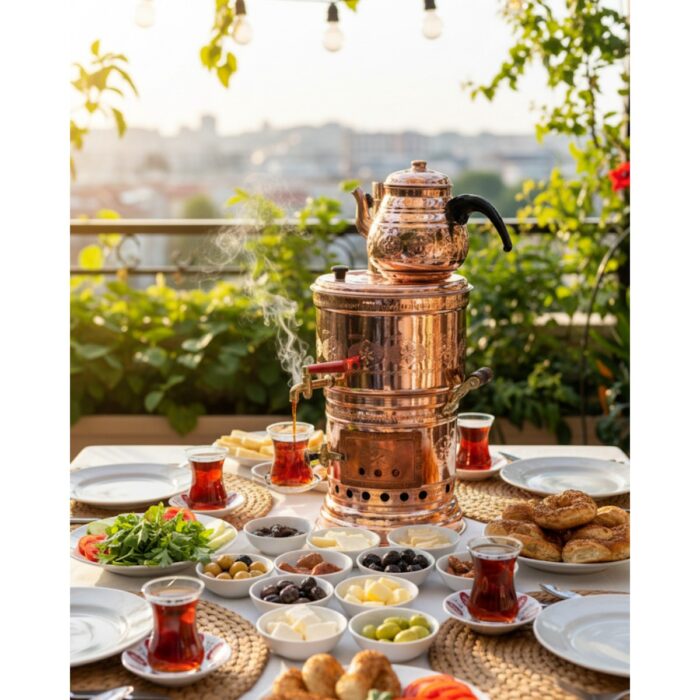 Airobazar Bakır Semaver Odunlu Kömürlü Tombik Bakır Semaver - Görsel 4