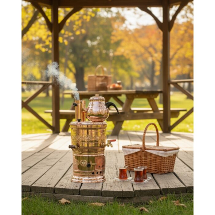 Airobazar Bakır Semaver Odunlu Kömürlü Tombik Bakır Semaver - Görsel 5