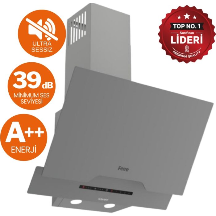 Ferre ve Afm Tech Marka / Greyon Antrasit Gri Ultra Sessiz Ankastre Set( D065-SA + FM2210 + FM7710) - Görsel 2