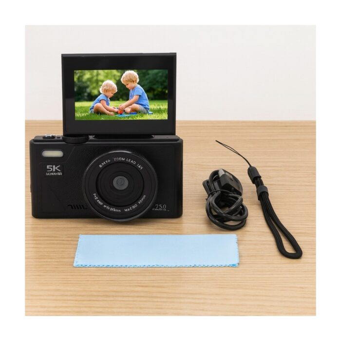 Msy Elektronik 5k UHD 75 Mp Dijital Kamera | 18X Zoom | Retro Tasarım | Vlog & Seyahat Fotoğrafçılığı (Siyah) - Görsel 1