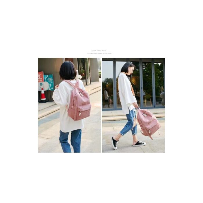 Xiaomi Yeni Okul Çantası Kadın Kore Versiyonu Yuansu Ulzzang Lise Öğrencisi Kişiselleştirilmiş Kadife Kolej Tarzı Sırt Çantası Kadın Sırt Çantası (Yurt Dışından) - Görsel 2