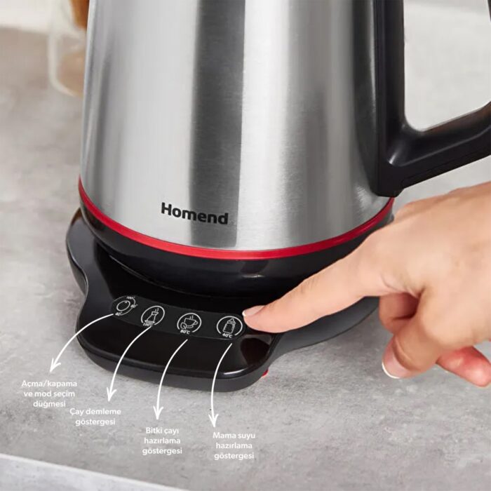 Homend 1708 Royaltea Paslanmaz Çelik Konuşan Çay Makinesi Inox-Siyah 1800 W - Görsel 5