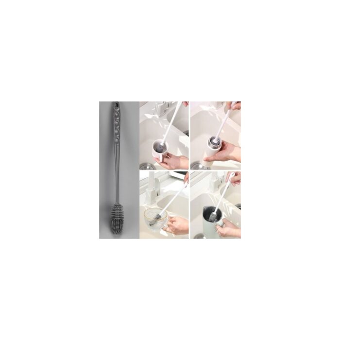 Silikon Uzun Saplı Kavanoz Yıkama Fırçası 360° Dönebilen Başlık - Görsel 4