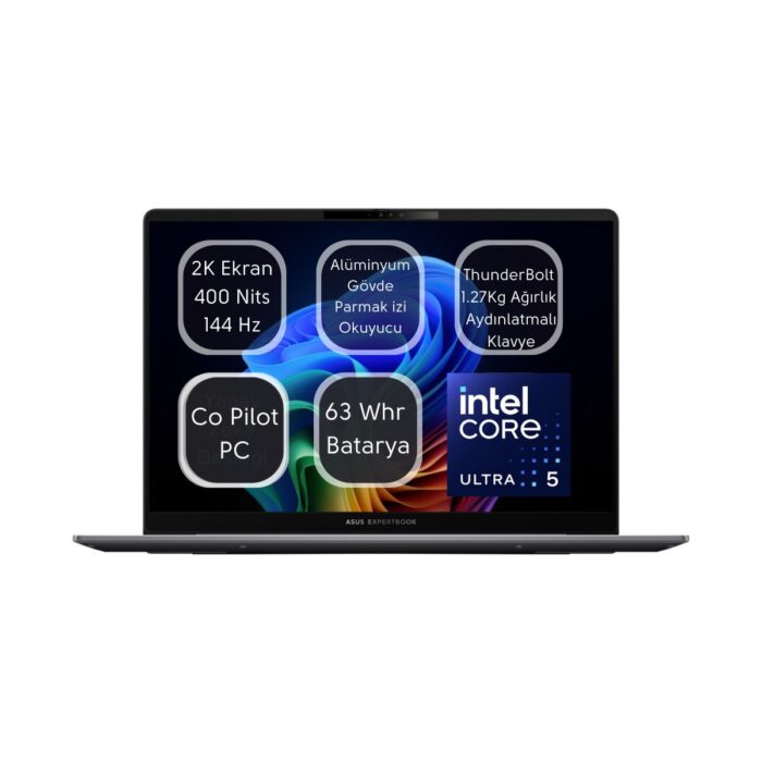 Asus Expertbook P5 Intel® Core™ Ultra 5 226V 16GB Ram 512GB SSD Laptop 14" 2k Wuxga Freedos Taşınabilir Bilgisayar  P5405CSA-I516512S0D - Görsel 1