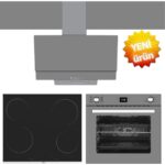 Ferre ve Afm Tech Marka / Greymo Vitro. Elektrikli Antrasit Ankastre Set ( MS261 + FM7710 +FM3407)