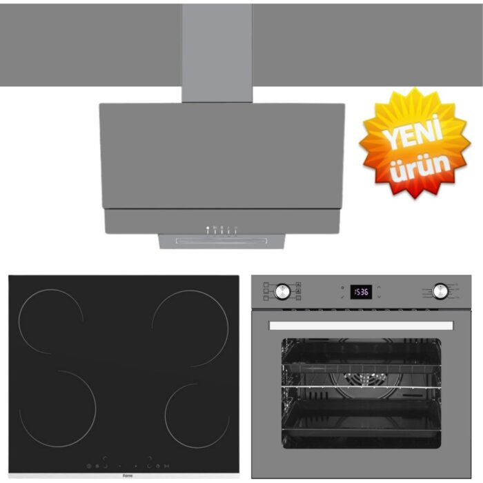 110001251367214.jpg Ferre ve Afm Tech Marka / Greymo Vitro. Elektrikli Antrasit Ankastre Set ( MS261 + FM7710 +FM3407) - Görsel 1