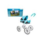 AyrStore Büyük Tekerlekli Tenteli Katlanabilir Metal Oyuncak Bebek Puseti Premium Lüx Mavi - Görsel 4