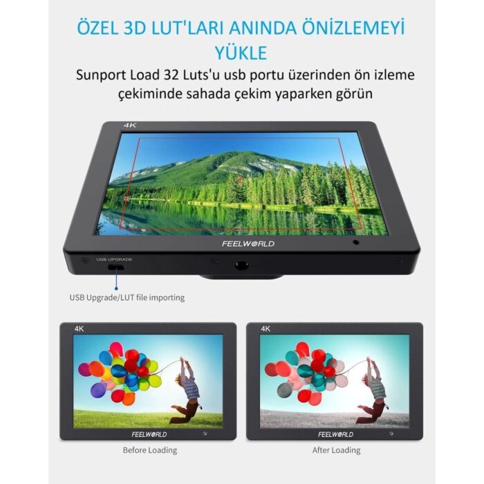 Feelworld T7 Plus 7 Inç 3D Lut  Kamera Alan Monitörü 1920X1200  4K HDMI - Görsel 2